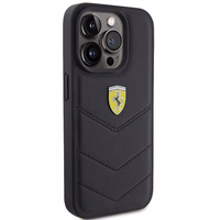 Ferrari dygsnots metāla logotipa apvalks iPhone 15 Pro – melns