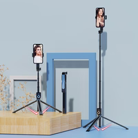 Pašbildes kāts - ar noņemamu bluetooth tālvadības pulti un statīvu - P81 1,6 metri MELNS