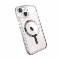 Speck Gemshell Grip + MagSafe - maciņš iPhone 17e / 16e / 15 / 14 / 13 (Clear / Chrome Finish)