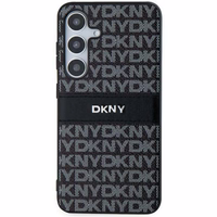DKNY ādas Mono Stripe un Metal Logo viedtālruņa apvalks Samsung Galaxy S24 - melns