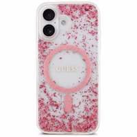 Guess Resin Bottom Glitter MagSafe korpuss iPhone 17 - Rozā krāsā