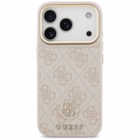 Guess 4G Strass Logo & Big Strap Metal Buttons Magnētiskais viedtālruņa apvalks iPhone 17 Pro - rozā