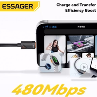 USB Kabelis Essager "Chuan" melns 60W "Type-C / Type-C" 180cm