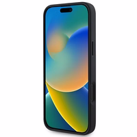 Guess Saffiano Peonija Klasiskais Logotips Magnētiskais Viedtālruņa apvalks iPhone 16 - melns