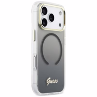 Guess IML Gradient Script Metal MagSafe Maciņš for iPhone 17 Pro Max - melns