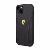 Viedtālruņa apvalks Ferrari FEHCP14MRBUK iPhone 14 Plus 6.7 melns ādas uzspiedums uz sāniem