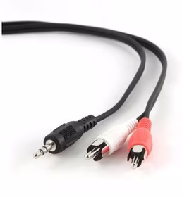 Gembird 2.5m, 3.5mm/2xRCA, M/M audio cable melns, sarkans, balts