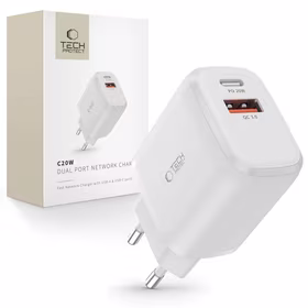 Tech-Protect C20W lādētājs USB-C PD 20W / USB-A QC 3.0 - balts