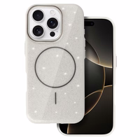 Magnētiskais plānais spīdīgais apvalks iPhone 16 Pro Max sudraba krāsā