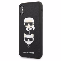 Karl Lagerfeld Saffiano Karl&Choupette Head viedtālruņa apvalks iPhone X/XS - melns