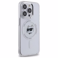 Karl Lagerfeld IML Metāla Choupette galva MagSafe apvalks iPhone 14 Pro - balts