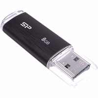SILICON POWER Ultima U02 Pendrive USB flash drive 8 GB USB 2.0 (SP008GBUF2U02V1K) melns