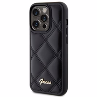 Guess Quilted Metal Logo viedtālruņa apvalks iPhone 15 Pro Max - melns
