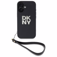 DKNY Wrist Strap Stock Logo viedtālruņa apvalks iPhone 16 - melns