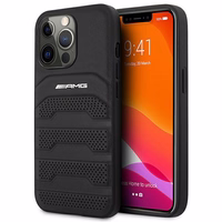AMG AMHCP14LGSEBK iPhone 14 Pro 6.1 "melns cietais apvalks Ādas Iespiestas līnijas