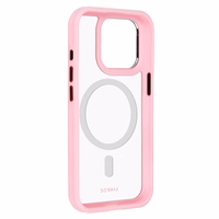 Liavec Hibrīda magnētiskais caurspīdīgs viedtālruņa apvalks iPhone 15 Pro gaiši rozā