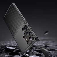 Thunder viedtālruņa apvalks Samsung Galaxy S25 Ultra silikona bruņots apvalks - melns