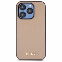 DKNY Grained Metal Logo MagSafe viedtālruņa apvalks iPhone 15 Pro Max - bēšs