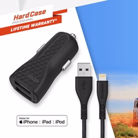 Energizer HardCase - auto lādētājs 2x USB-A 17W 3.4A + MFi certified Lightning kabelis (melns)