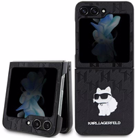 Karl Lagerfeld Saffiano Monogram Choupette Pin viedtālruņa apvalks Samsung Galaxy Z Flip 5 - melna