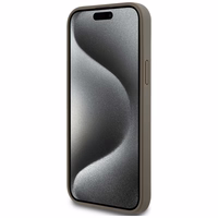 DKNY Ādas raksts metāla logotips Magnētiskais viedtālruņa apvalks iPhone 15 / 14 / 13 - brūna