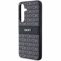 DKNY ādas Mono Stripe un Metal Logo viedtālruņa apvalks Samsung Galaxy S24 - melns