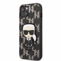 Karl Lagerfeld KLHCP13SPMNIKBK iPhone 13 mini 5.4" cietais apvalks melns/melns Monogramma Ikonik Plāksteris