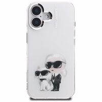 Karl Lagerfeld IML Aquarelle Karl & Choupette & Logo iPhone 16 macins - balts