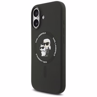 Karl Lagerfeld Silikonais Karl&Choupette Ring Magnētiskais apvalks viedtālrunim iPhone 17 - melns