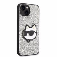 Karl Lagerfeld KLHCP14MG2CPS iPhone 14 Plus 6.7" cietais viedtālruņa apvalks sudrabains/sudrabains Mirdzošs Choupette Patch