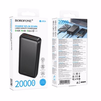 Borofone Portatīvais lādētājs 20000mAh BJ80A Clever - 2xUSB + Type C - QC 3.0 22,5W + PD 20W melns