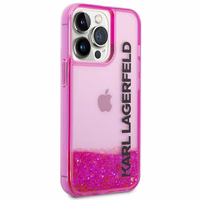 Karl Lagerfeld Liquid Glitter Elong viedtālruņa apvalks iPhone 14 Pro - rozā