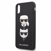 Karl Lagerfeld Saffiano Karl&Choupette Galvas viedtālruņa apvalks iPhone XS Max - melns