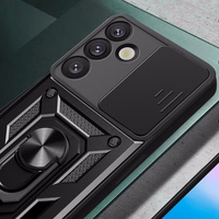 Hibrīda bruņu Camshield ar kameras vāciņu un metāla gredzenu Samsung Galaxy S25+ - melns