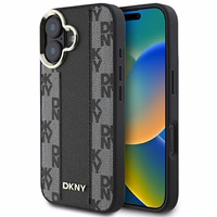 DKNY Rūtainais raksts magnētiskais iPhone 16 viedtālruņa apvalks - melns