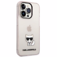 Karl Lagerfeld KLHCP14LCTTRI iPhone 14 Pro 6.1 cietais viedtālruņa apvalks rozā caurspīdīgs Choupette Body