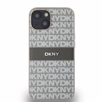 DKNY ādas mono svītra un metāla logotips viedtālruņa apvalks iPhone 15/14/13 - bēšs