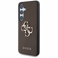Guess Grained Big 4G Logo Small Classic Logo viedtālruņa apvalks Samsung Galaxy S25 Plus brūns