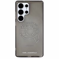Karl Lagerfeld viedtālruņa apvalks ar rhinestones Karl Head logotipu Samsung Galaxy S25 Ultra melns
