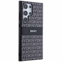 DKNY ādas Mono Stripe un Metal Logo viedtālruņa apvalks Samsung Galaxy S24 Ultra - melns