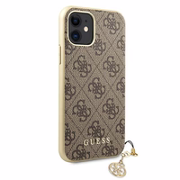 Guess GUHCN61GF4GBR iPhone 11 6.1" / Xr brūns/brūns cietais apvalks 4G Charms Collection
