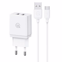 USAMS Tīkla lādētājs 2xUSB-A + kabelis USB-C/ USB-A Fast Charging balts series HC HCXLTZ03