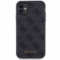 Guess 4G Metal Logo viedtālruņa apvalks komplekts iPhone 11 + 5000mAh Magnētiskā portatīvais lādētājs - melna