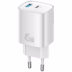 Tīkla lādētājs USAMS CC290 T66 45W GaN 1xUSB-A 1xUSB-C sudraba