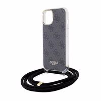 Guess Crossbody Cord 4G Print viedtālruņa apvalks iPhone 15/14/13 - melns