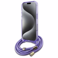 Guess soma pāri plecam viedtālruņa apvalks Cord Script MagSafe iPhone 16 – violets