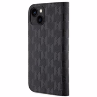 KARL LAGERFELD KLBKP14SSAKLPK IPHONE 14/15/13 6.1 "GRĀMATIŅAS TIPA MACIŅŠ MELNS / MELNS SAFFIANO MONOGRAM