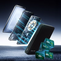 Blavec Portatīvais lādētājs 10000mAh BJ-04 Plāns 13,5mm - Type C - 22,5W magnētiskā Magsafe 3 in 1 (PBBJ04-MC10B) melna stikls