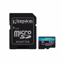Kingston Atmiņas karte 512GB microSDXC Canvas Go Plus Gen4 200MB/s A2 U3 V30 + adapteris