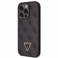 Guess GUHCP14LP4TDSCPK apvalks iPhone 14 Pro - melns krustenisks 4G metāla logotips